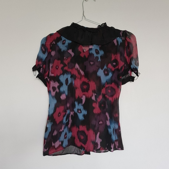 Alannah Hill Black Red Purple Blouse Floral - Picture 4 of 4
